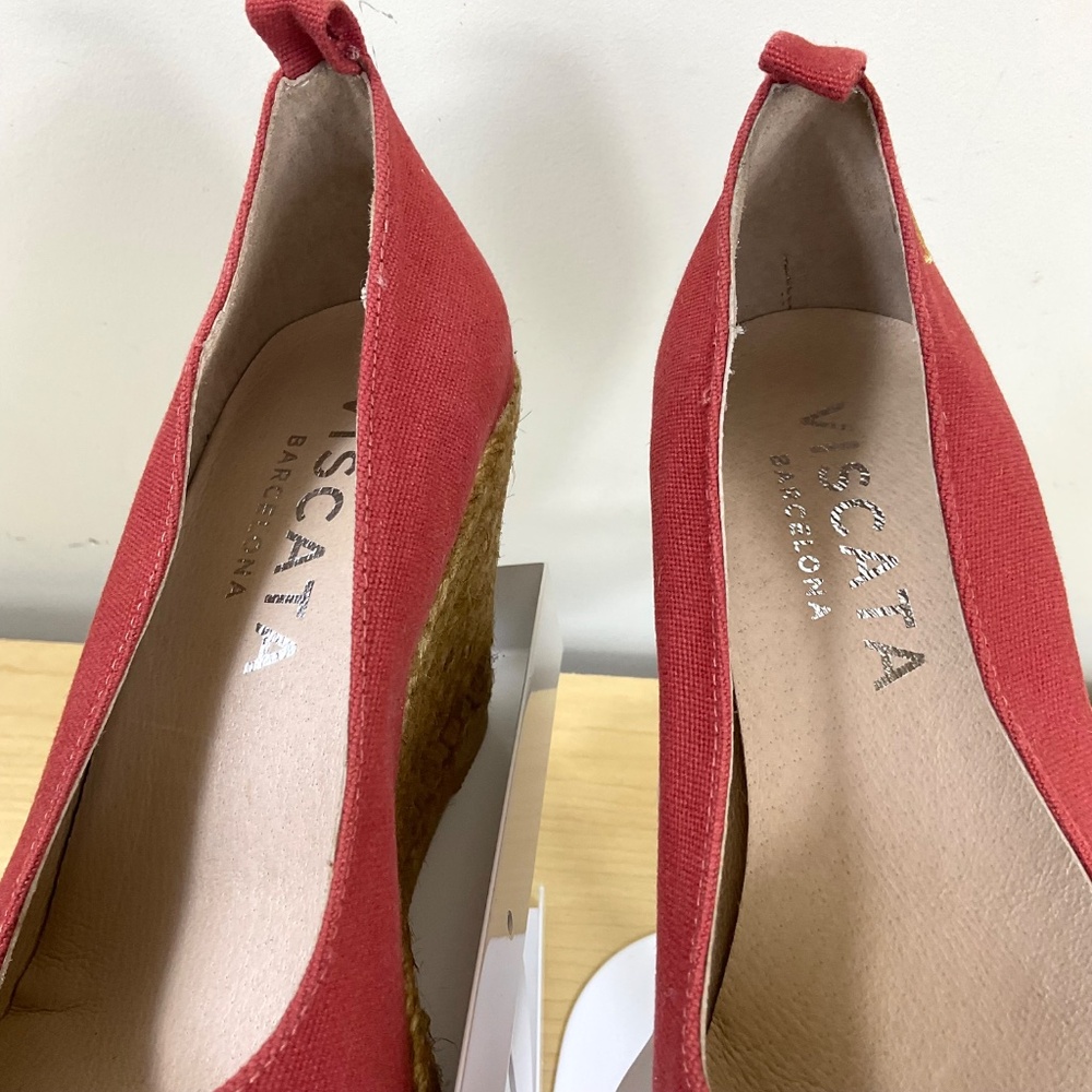 Viscata Barcelona Espadrille Wedge Heels Red (39) - Picture 8 of 10